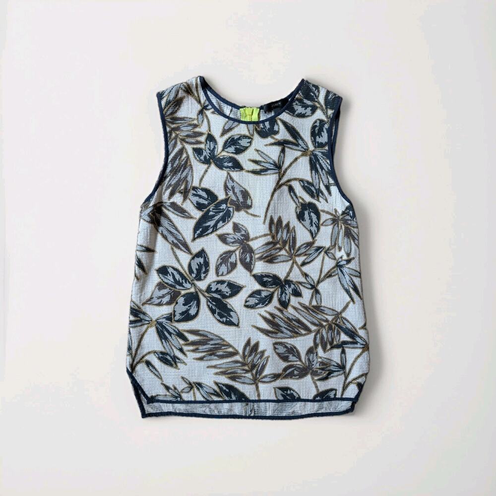J.Crew Tank Top Gold-Foil Leaf Basketweave C4194 Neon Zip Shell Women's 2P